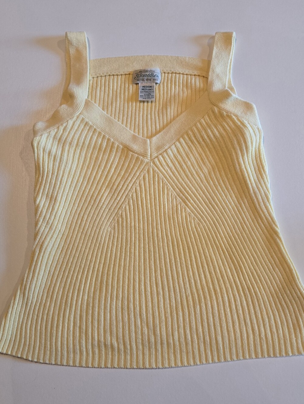 St. John's Bay Yellow Ribbed V‑Neck Sweater Tank Top